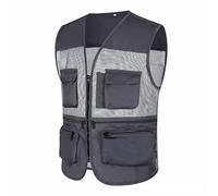 Gilet de travail pour homme sans manches multi-poches en coton - Gilet militaire - Séchage rapide - Multifonction - Pour la randonnée, le camping, le safari et le trekking - Avec plusieurs poches, D