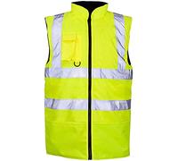 Gilet de travail réfléchissant haute visibilité doublé polaire réversible pour homme, jaune, XL