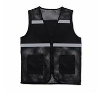 Gilet de travail unisexe en maille avec bandes réfléchissantes, respirant, pour la sécurité et la publicité, col en V, sans manches, noir, taille M-4XL (4XL Noir)