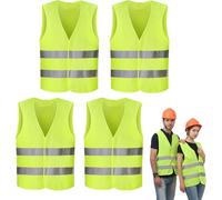 Gilet De Voiture, 4 Pièces Jaune Gilet De Sécurité Réfléchissant, Gilet De Sécurité Pour Les Automobilistes Les Conducteurs La Main D'?uvre[Z550]