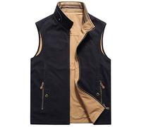 Gilet De Voyage Léger sans Manches en Coton avec Poche Intérieure, Gilet De Pêche en Plein Air à Fermeture éclair, Gilet De Travail Vert Armée Décontracté, Khaki, XL