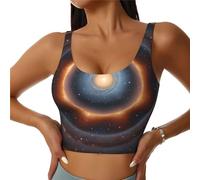 Gilet de yoga slim fit pour femme - Motif univers étoilé - Convient pour pilates, cardio, course à pied, noir, X-Large