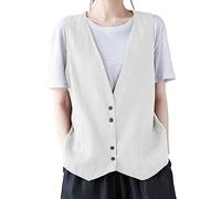 Gilet d'été léger pour femme - Gilet en lin pour femme - Gilet de costume vintage - Gilet en lin élégant sans manches - Veste de costume - Débardeur d'été - Veste de smoking sans manches - Veste
