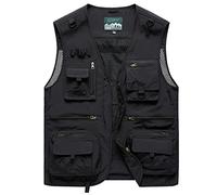 Gilet d'été pour homme - Gilet de pêche, safari, pêche, plein air, gilet de chasse, avec de nombreuses poches, respirant, gilet de travail, gilet de combat, gilet d'été fin, Noir-a, 4XL