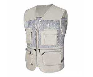 Gilet d'extérieur multifonction pour homme avec de nombreuses poches - Gilet de pêche sans manches - Gilet de travail d'été pour photographie, sport, séchage rapide, gilet de champ de lumière