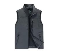 Gilet d'extérieur pour homme avec poches multiples - Gilet de pêche pour le camping, la chasse, la pêche, la randonnée, les loisirs, le safari, la chasse, la photographie, les reporters, gris, L