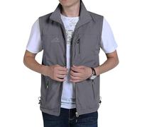 Gilet d'extérieur pour homme - Gilet d'été multi-poches - Gilet de pêche léger et respirant - Veste sans manches - Regatta confortable - Photographie - Sans manches, gris, 6XL