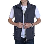 Gilet d'extérieur pour homme - Gilet d'été multi-poches - Gilet de pêche léger et respirant - Veste sans manches - Regatta - Mode basique - Photographie - Sans manches, Marine, 6XL
