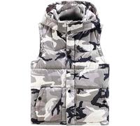 Gilet Dhiver à Capuche Camouflage pour Homme Veste Matelassée Chaude sans Manches Fermeture éclair Bouton Mode Gilet à Capuche Polyvalent Veste Camouflage Chaude pour Homme