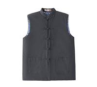 Gilet d'hiver en coton traditionnel pour homme Kung Fu chinois Gilet sans manches pour homme Gris-XXL