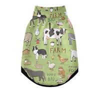 Gilet d'hiver en polaire coupe-vent extra chaud pour chien et chat avec trous de suspension - Coq de ferme - Vache laiteuse, âne, cochon, mouton, chat, lapin sur vert - Taille S