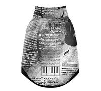 Gilet d'hiver en polaire coupe-vent pour chien et chat avec clés de sol et notes de musique sur fond flou avec trous de suspension, taille S