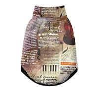 Gilet d'hiver en polaire coupe-vent pour chien et chat avec clés de sol et notes de musique sur fond flou avec trous de suspension, taille S