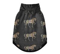 Gilet d'hiver en polaire pour chien et chat avec trous de suspension, motif floral tribal ethnique coloré sur fond noir, taille S