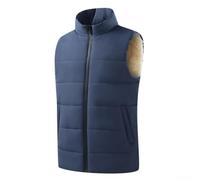 Gilet d'hiver en polyester pour homme - Couleur unie - Bleu - Taille L | Coque extérieure imperméable, col montant, garde le cœur au chaud, liberté sans manches, essentiel pour l'automne et l'hiver