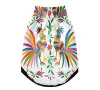 Gilet d'hiver ethnique mexicain avec broderie florale et coqs pour animaux de compagnie, manteau d'hiver avec trous de suspension, coupe-vent en polaire extra chaude pour chien et chat - Vêtements