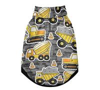 Gilet d'hiver jaune avec camion grue et bulldozer sur gris pour animal domestique avec trous de suspension, veste coupe-vent en polaire extra chaude pour chien et chat pour temps froid, taille XL