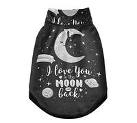 Gilet d'hiver pour animal domestique avec citations « I Love You to The Moon and Back Stars » - Noir foncé - Avec trous de suspension - Coupe-vent en polaire extra chaude - Pour temps froid - Taille M