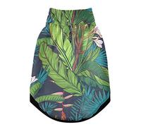 Gilet d'hiver pour animal domestique avec feuilles de palmier et fleurs sur fond bleu foncé avec trous de suspension, coupe-vent en polaire extra chaude pour chien et chat, taille S