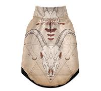 Gilet d'hiver pour animal domestique avec motif tête de mort, tête de mort, symbole géométrique sacré sur motif rétro avec trous de suspension, veste coupe-vent en polaire extra chaude pour chien et