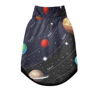 Gilet d'hiver pour animal domestique avec système solaire et soleil Mars Mercure Jupiter Saturne Uranus avec trous de suspension, coupe-vent en polaire extra chaude pour chien et chat Taille S