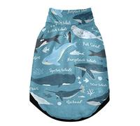 Gilet d'hiver pour animal domestique avec trous de suspension, coupe-vent en polaire extra chaude, motif dauphin marin, narval, morse, bleu océan, taille XXS
