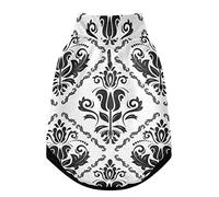 Gilet d'hiver pour animal domestique avec trous de suspension, coupe-vent en polaire extra chaude pour temps froid, motif floral arabesque, noir, taille M