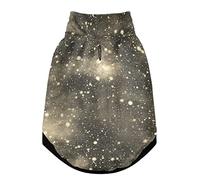 Gilet d'hiver pour animal domestique avec trous de suspension, coupe-vent en polaire extra chaude pour temps froid, motif nébuleuse et ciel étoilé, noir, blanc, taille XXS