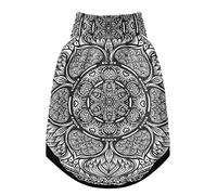 Gilet d'hiver pour animal domestique avec trous de suspension, style ethnique, tribal, indien, cachemire, tatouage, mandala, fleur, monochrome, avec trous de suspension, coupe-vent en polaire extra