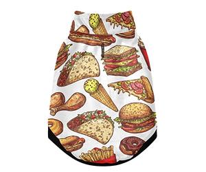 Gilet d'hiver pour hamburger, hot dog, tranches de pizza, hamburger, sandwich, soda, beignet pour animal domestique, manteau d'hiver avec trous de suspension, coupe-vent en polaire extra chaude pour