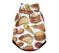 Gilet d'hiver pour hamburger, hot dog, tranches de pizza, sandwich, soda, beignet blanc pour animal domestique, manteau d'hiver avec trous de suspension, coupe-vent en polaire extra chaude pour chien