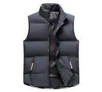 Gilet d'hiver pour homme - Gilet matelassé léger - Gilet de travail avec poches zippées - Gilet thermique en duvet sans manches - Veste de transition - Coupe-vent - Gilet d'hiver pour homme, gris, 3XL