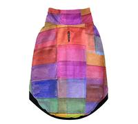 Gilet d'hiver rectangulaire à carreaux aquarelle pour animal domestique avec trous de suspension, coupe-vent en polaire extra chaude pour chien et chat - Taille S