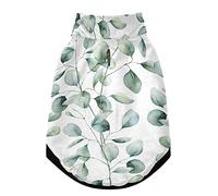 Gilet d'hiver sans couture avec branches d'eucalyptus vert aquarelle avec feuilles sur blanc pour animal domestique avec trous de suspension, veste coupe-vent en polaire extra chaude pour chien et