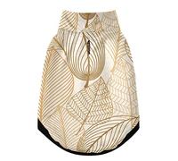Gilet d'hiver sans couture pour animal domestique avec silhouettes de feuilles dorées et feuilles dorées, manteau d'hiver coupe-vent en polaire extra chaude pour chien et chat pour temps froid, taille
