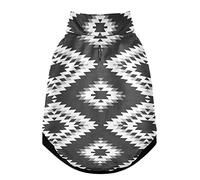Gilet d'hiver turc pour animal domestique avec trous de suspension, coupe-vent en polaire extra chaude pour chien et chat - Blanc, gris, noir - Patchwork tribal oriental folk - Taille S