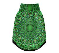 Gilet d'hiver vert kaléidoscope mandala floral floral tribal ethnique animal domestique avec trous de suspension, coupe-vent polaire extra chaud pour chien et chat pour temps froid S