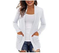 Gilet d'infirmière pour femme avec poches, cardigan décontracté léger à manches longues, blanc, S