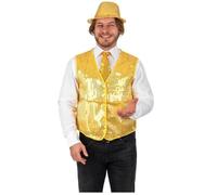 Gilet doré or sans manche avec sequins - PTIT CLOWN - REF/16634 - Thème Année 80/Disco/Fluo - Adulte - Homme T1