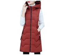Gilet Doudoune Femme Chic Chaud Ample Manteaus Doudounes Fermeture Zippé Vestes d'hiver capuche Puffer Jackets sans Manche Blousons Casual Compressible Léger Softshell Hiver