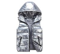 Gilet Doudoune Femme Grande Taille Vestes Hiver Matelassée Légère d'hiver capuche Gilets Court Thermique Blousons Casual Compressible Mode Veste d'extérieur avec Poches