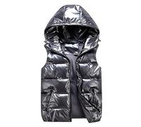 Gilet Doudoune Femme Printemps Hiver Sans Manche Fermeture Zippé Capuche Amovible Manteau Veste Chaud Court Parka Thermique 2023
