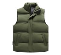 Gilet Doudoune Homme Sans Manche Travail Sans Capuche Hiver Zippé Manteau Veste Sans Manche Chaud Grande Taille Doudoune Gilet Veste Pirate Homme Gilet Fluorescent De Sécurité(Vert Armée,5XL)