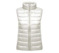 Gilet Doudoune sans Manche Légère Femme Duvet Matelassé Veste sans Manches Femme Plume Ultra Light Manteau Doudoune Matelassée Pliable Blouson Doudounes Legeres Hiver Chaudes Grande Taille Blanc L