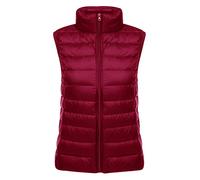 Gilet Doudoune sans Manche Légère Femme Duvet Matelassé Veste sans Manches Femme Plume Ultra Light Manteau Doudoune Matelassée Pliable Blouson Doudounes Legeres Hiver Chaudes Grande Taille Rouge M