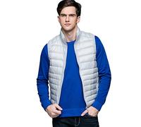 Gilet Doudoune sans Manche Légère Homme Duvet Matelassé Veste sans Manches Homme Plume Ultra Light Manteau Matelassée Pliable Blouson Doudounes Legeres Hiver Chaudes Grande Taille Sport Gris XL