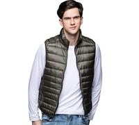 Gilet Doudoune sans Manche Légère Homme Duvet Matelassé Veste sans Manches Homme Plume Ultra Light Manteau Matelassée Pliable Blouson Doudounes Legeres Hiver Chaudes Grande Taille Sport Vert 2XL