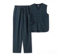 Gilet d'uniforme de Kung Fu chinois Tai Chi Vêtements d'entraînement traditionnel martiale costume de méditation martiale Vert-XXL