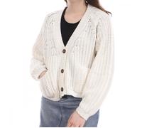 Gilet Écru femme Teddy Smith Brynn - Col V - Manches longues - Fermeture boutonnée - Poches avant plaquées L