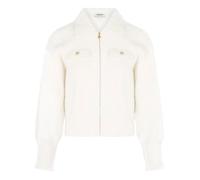 Gilet écru uni à coupe droite avec des manches longues et zip doré M